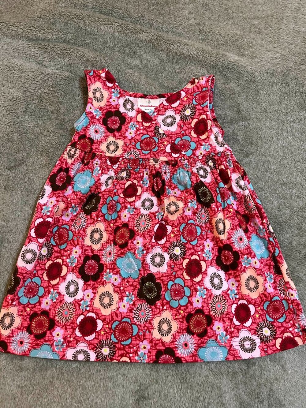 Hanna Andersson Toddler Girls Cotton Sleeveless Dress Size 3T Blue Floral Boho